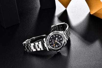 PAGANI DESIGN 2026 New Automatic Machinery Men's Watch GMT DG5833 Stainless Steel Sapphire Crystal 10 Bar Waterproof Watch