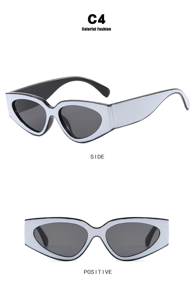 2025 New Fashion Cat Eye Small Oval Women Sunglasses Men Trendy Y2K Punk Sun Glasses Female Travel Shade Vintage Eyewear UV400