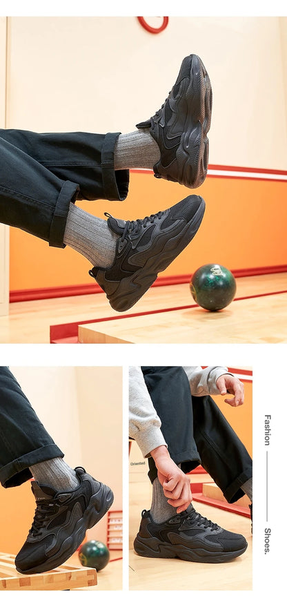 Xtep Casual Shoes For Men Breathable Thick Sole Heightened Lightweight Strong Wrapping Street Style Sports Shoes 977319320047