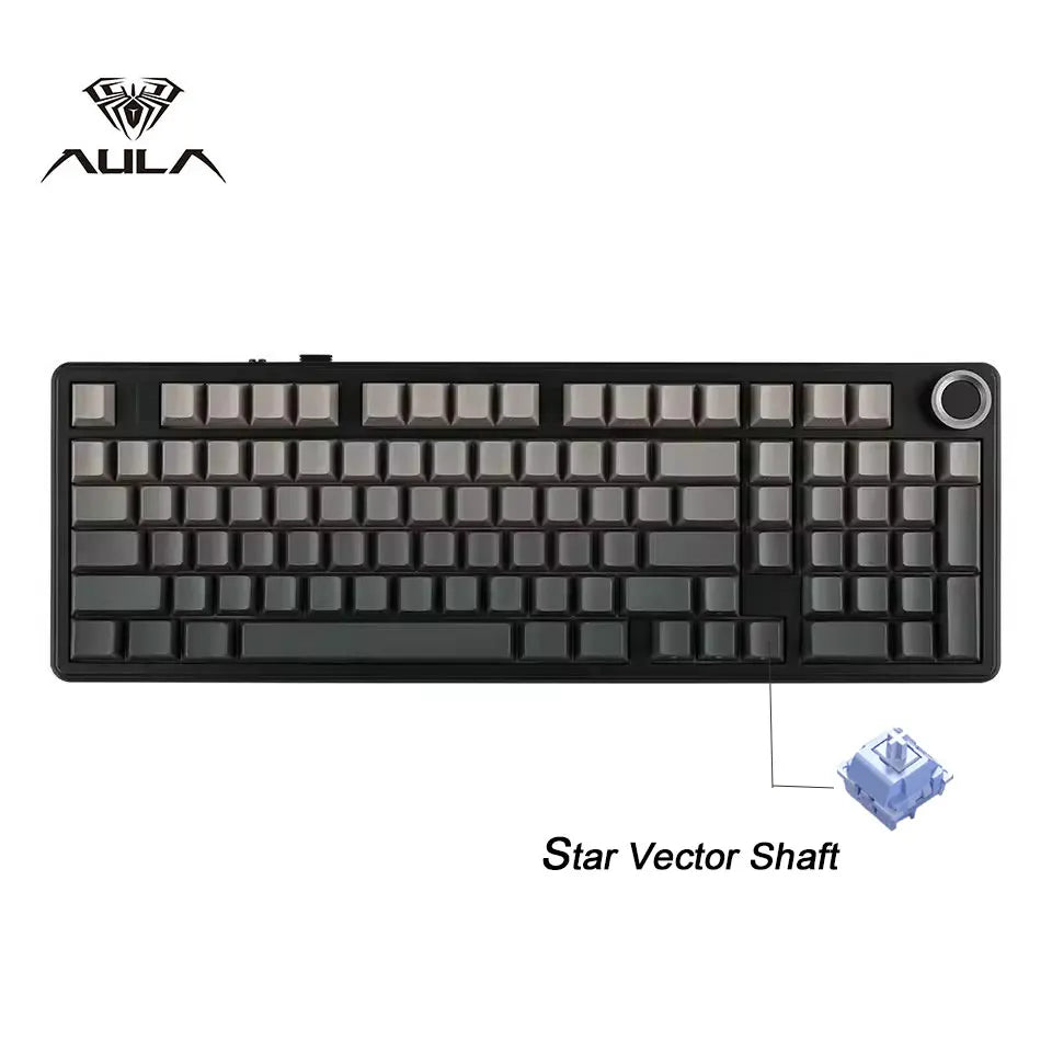 AULA F99PRO Gaming Mechanical Keyboard 99 Key Three Mode Wireless Hot Swappable Gasket Structure Custom Keyboard with Media Knob