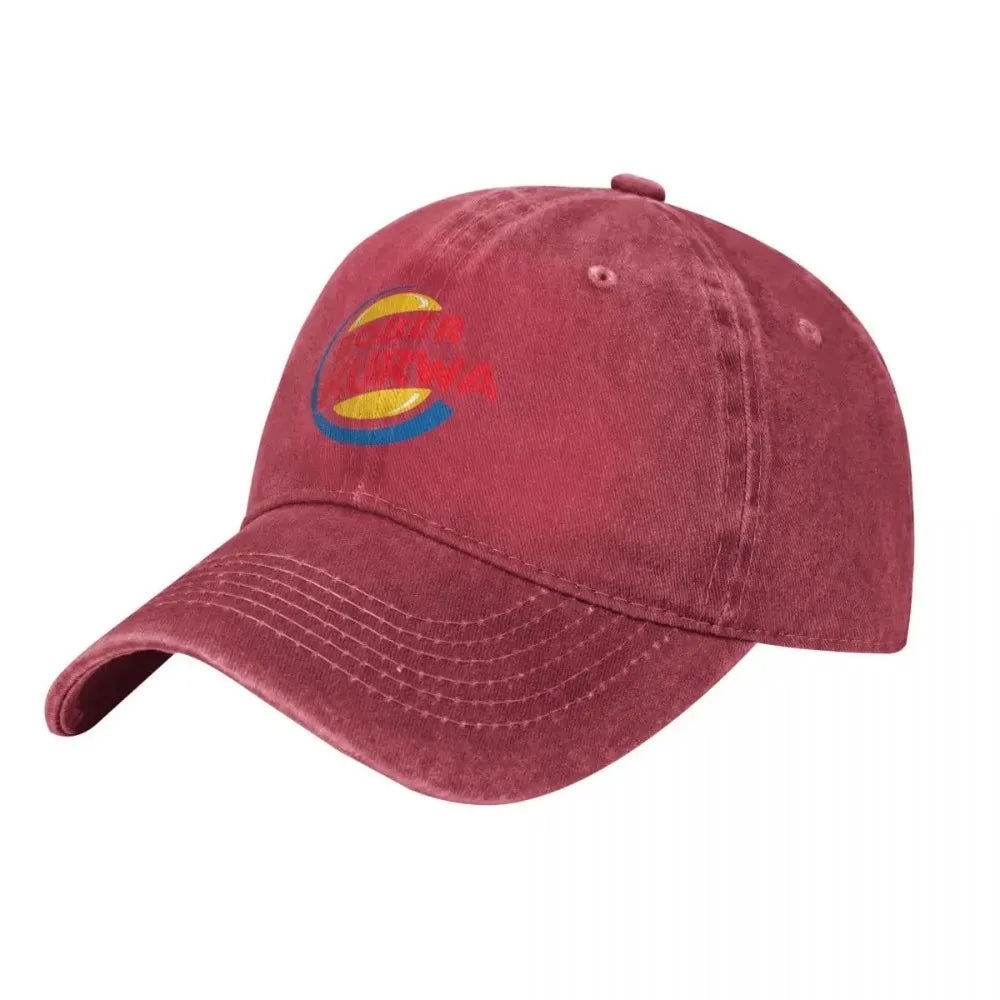 Casquette de baseball Burger King inspirée du mème « Bober Kurwa » – Casquettes en denim vieilli – Style vintage – Activités de plein air – Casquette souple non structurée