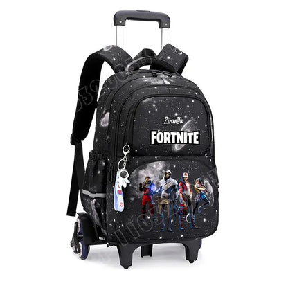 Fortnite Trolley Bag Easy Stair Climbing Anime Waterproof Wheeled Backpack Large Capacity Student Schoolbag Casual Travel Bag