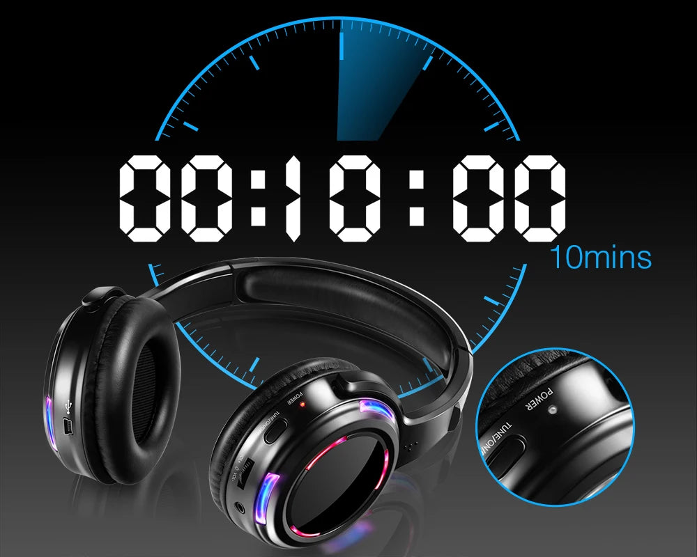 UHF RF Silent Disco Headphones Wireless DJ Headset System with 5 Headphones and 1 Transmitter, 500m Long Range Wireless Silent Party Headphones