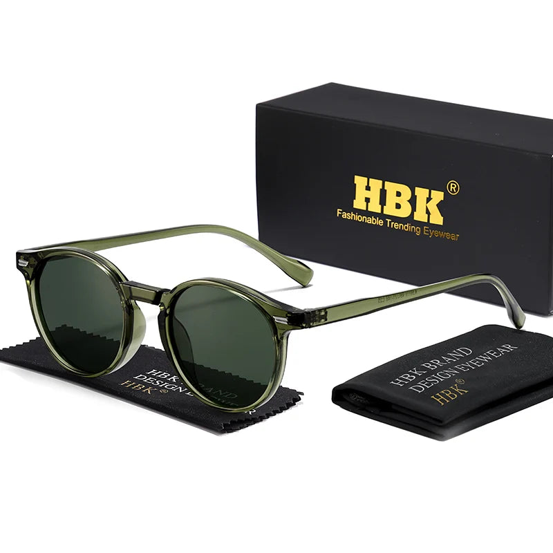 HBK Fashion Polarized Sunglasses Men Round TR90 Frame Fashion Sun Glasses Women Driving Sports UV400 Lunette De Soleil Homme