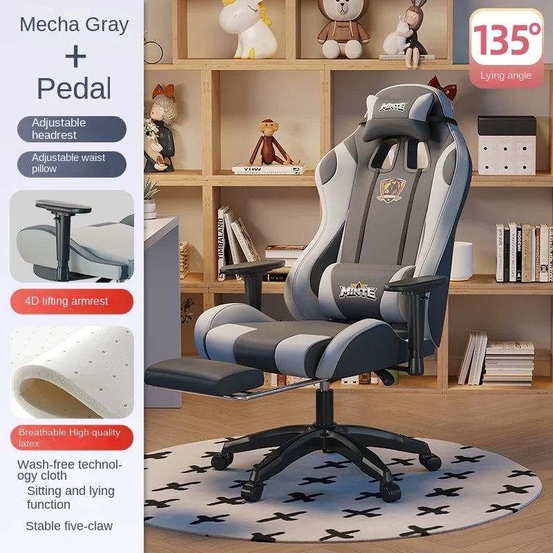 Modern Ergonomic Computer Office Chair with Footrest, Adjustable Height, Swivel Executive Desk Chair, Reclining Gaming Chair for Home & Study