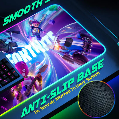 Game F-Fortnite Survival Battle Mouse Pad RGB LED Light Non-Slip Rubber Base Waterproof Office PC Home Desk-Mat USB Large Game