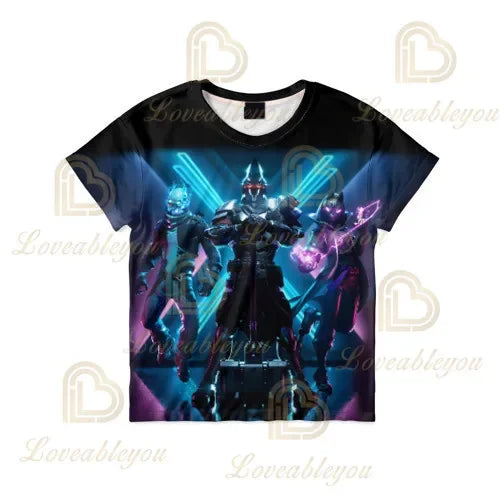 Cartoon-T-Shirt für Jungen und Mädchen, Fortnite-T-Shirt Battle Royale 3D, 3 bis 14 Jahre, Victory Royale, Gaming-Oberteil für Kinder und Teenager