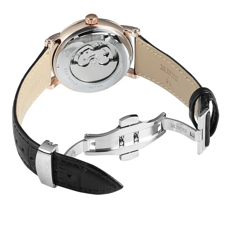 Luksuriøst mekanisk armbåndsur til mænd med automatisk urværk fra et førende mærke, udstyret med tourbillon, månefase og diamanter – et elegant armbåndsur.