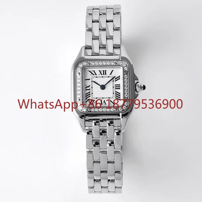 2026 Custom Women Luxury Brand Square Roman Dial Gold And Silver Women's Steel With Diamond Case Quartz Movement Watches