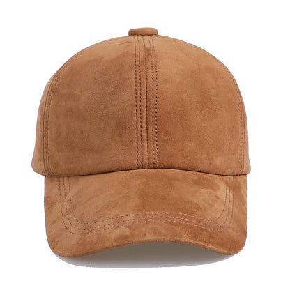 BOONJOVIA Unisex Genuine Suede Leather Baseball Caps for Mens Womens-Adjustable Buckle Back Real Leather Hats