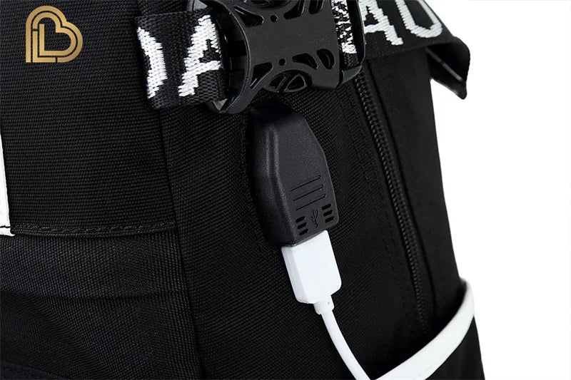 Yule Trooper F-Fortnited Battle Royale Rucksack mit USB-Ladeanschluss, Anime-Figuren, Lern- und Schreibwarenfach für Schüler
