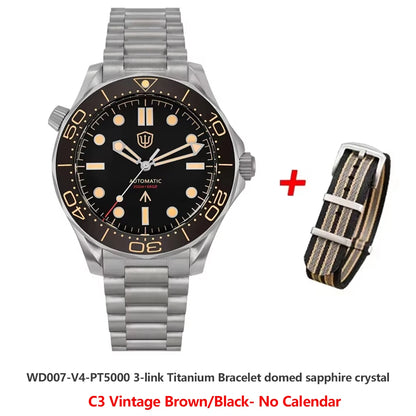 Watchdives WD007 V4 Titanium NTTD Dive Watch PT5000 Automatic Movement Sapphire Super Luminous Domed Crystal 42mm Men Watches