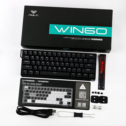 AULA WIN60 HE/WIN60 HE MAX 60% Hot-Swap Tray-Mount Structure Wired Mechanical Keyboard with Hall Effect Magnetic Switch