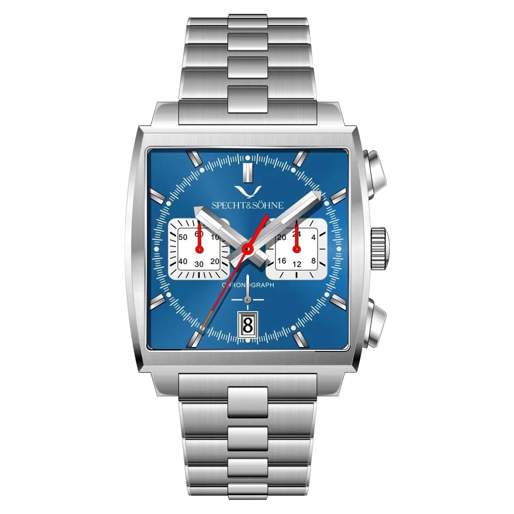 2024 Specht & Sohne New Classic Men's Quartz Watch Blue Color Stainless Steel Japan VK63 Movt Genuine Leather Montre Homme 39MM