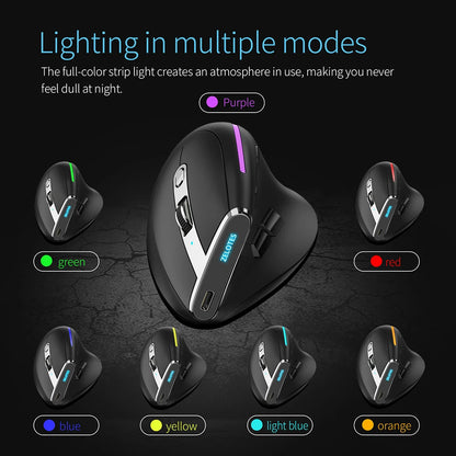 Mouse vertical ergonomic F-36 2.4G+BT1+BT2 wireless pentru mâna dreaptă și stângă, mouse gaming optic USB pentru computer și laptop