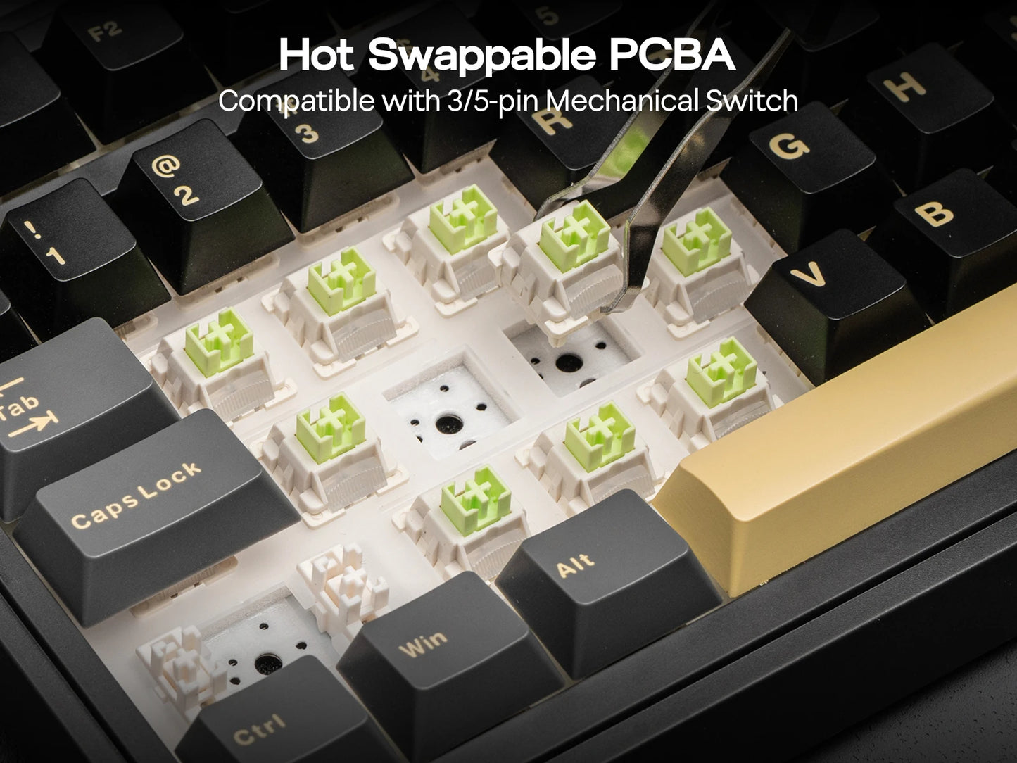 Teclado mecánico EPOMAKER X AULA EA75 MAX 75% ANSI US con hot-swap, montaje gasket, conexión por cable/BT/inalámbrica 2.4GHz, pantalla y perilla