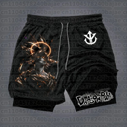 2026 Dragon Ball Animation Peripheral Double-layer Shorts American Men's Trend Fashion Breathable Loose Sports Pants