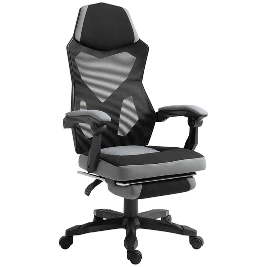 Ergonomic Gaming Office Chair with Footrest, Adjustable Height Swivel Computer Chair, Mesh Reclining Chair with Armrests for Home & Work