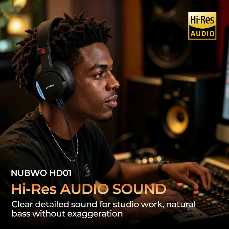 Casque studio NUBWO HD01, casque filaire haute résolution, casque circum-auriculaire léger, casque fermé pour DJ, pour piano, guitare, ampli, enregistrement