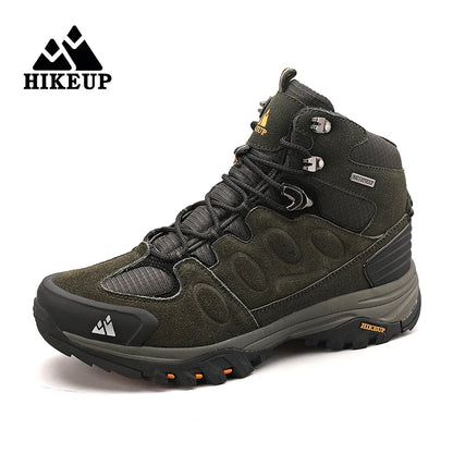 HIKEUP High-Top Herren-Wanderstiefel Winter Outdoor Schuhe Schnürung Rutschfeste Sportliche Freizeit-Trekkingstiefel Herren Wildleder Warme Schuhe