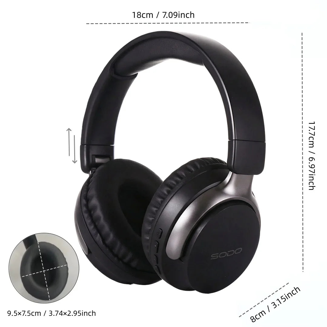SODO SD1103 casque sans fil Bluetooth 5.3 sur l'oreille, autonomie de 48 heures de lecture stéréo HiFi, casque de sport pliable avec prise en charge TF/AUX