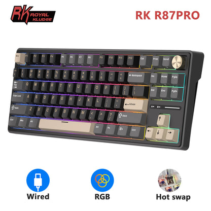 RK Royal Kludge RK R87Pro Gasket Wired Gamer Keyboard Hot-swappable 88 Keys Mechanical Keyboard 88% RGB Backlit With PBT Keycaps