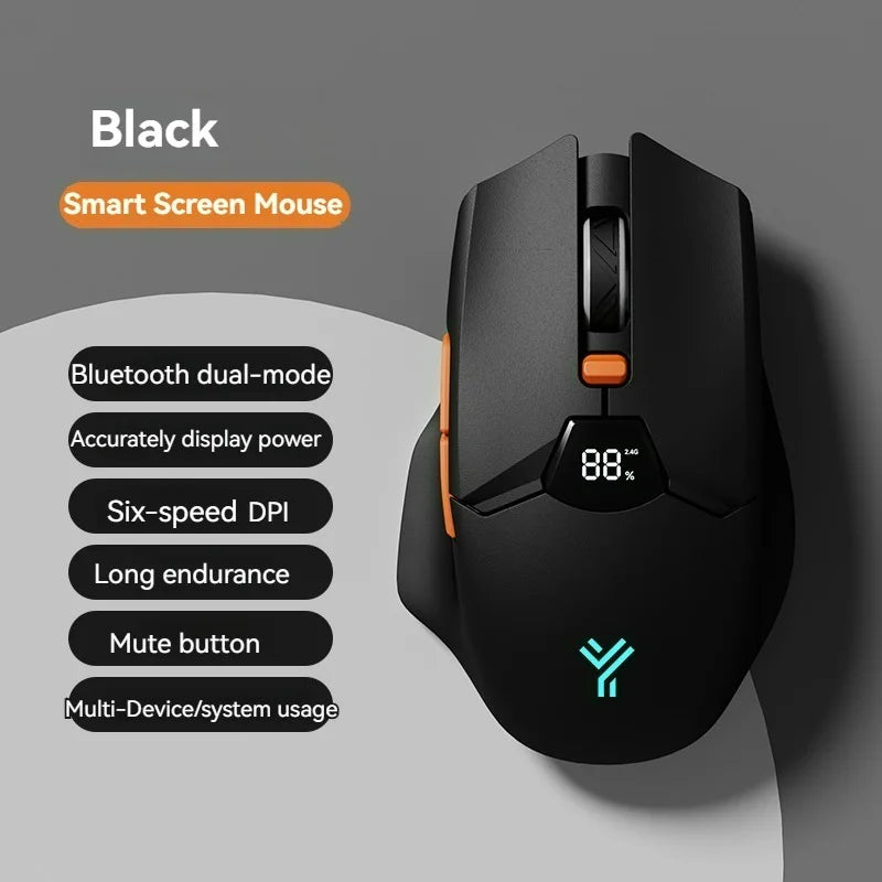 2.4G Bluetooth trådløs mus med skærmdisplay, kraftigt 600mAh-batteri med stor kapacitet og lydsvage knapper til gaming og kontorbrug
