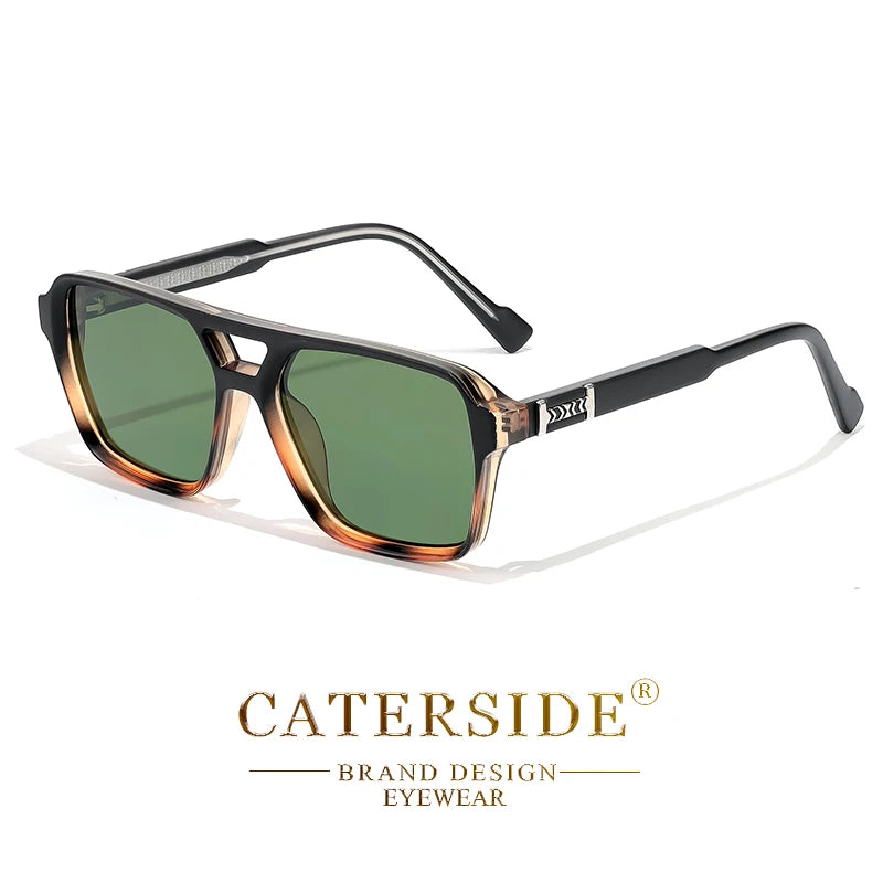 CATERSIDE Retro Square Sunglasses Men Punk Flat Top Double Bridge High Quality Sun Glasses for Women Party Festival Gifts