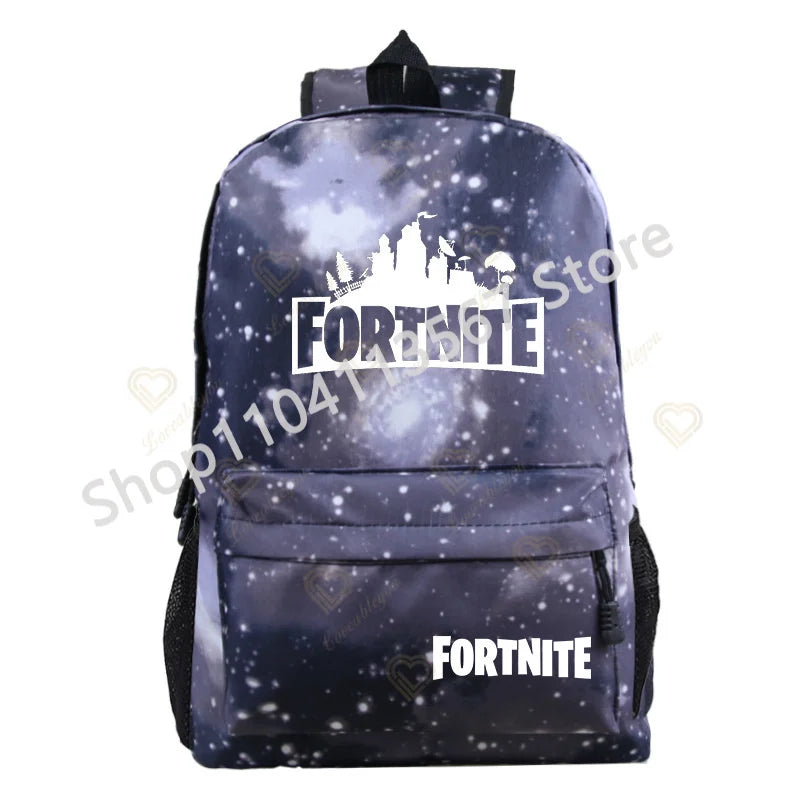 Yule Trooper F-Fortnited Battle Royale Rucksack mit USB-Ladeanschluss, Anime-Figuren, Lern- und Schreibwarenfach für Schüler