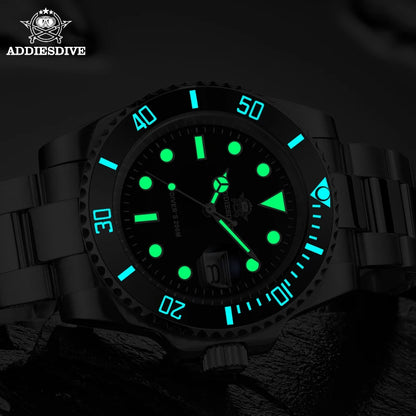 ADDIESDIVE Luxury Men's Watch Ceramic bezel BGW9 Super Bright Luminous Leisure Quartz Watch 200m Waterproof Outdoor Sports Watch