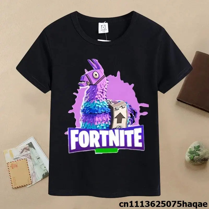 Sommer-Fortnite-Kinder-T-Shirt mit Cartoon-Spielfigur-Print, lässiges Sport-T-Shirt für Jungen, kurzärmelig, Kinderbekleidung