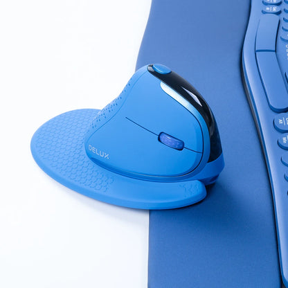 DELUX M618XSD Ergonomic Vertical Mouse with OLED Screen, 4000 DPI, Rechargeable 1000mAh Battery, Wireless & Wired Computer Mouse
