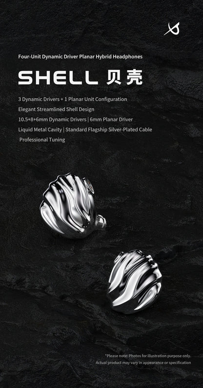 TRN SHELL Hybrid Headphones Triple Dynamic + Planar Driver Wired In-Ear Monitors, Four-Unit Acoustic Architecture HiFi Hybrid Headphones for Audiophile Sound