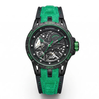 OBLVLO Men's Two Tone Big Skeleton Dial Mechanical Automatic Watch Luminous Waterproof Rubber Band Machinery Clock RD-903