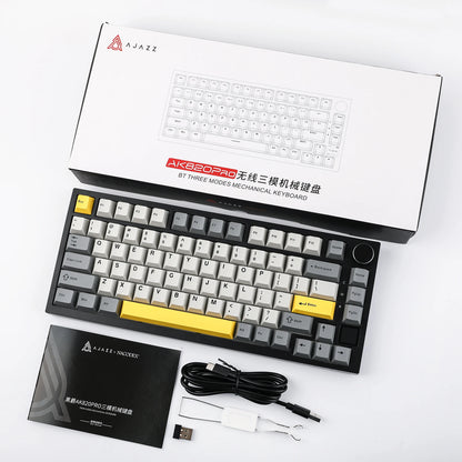 Ajazz AK820 Pro 75% Bluetooth 5.1/2.4G Wireless/Wired Gasket-mounted Mechanical Keyboard with TFT Screen for Mac/Win