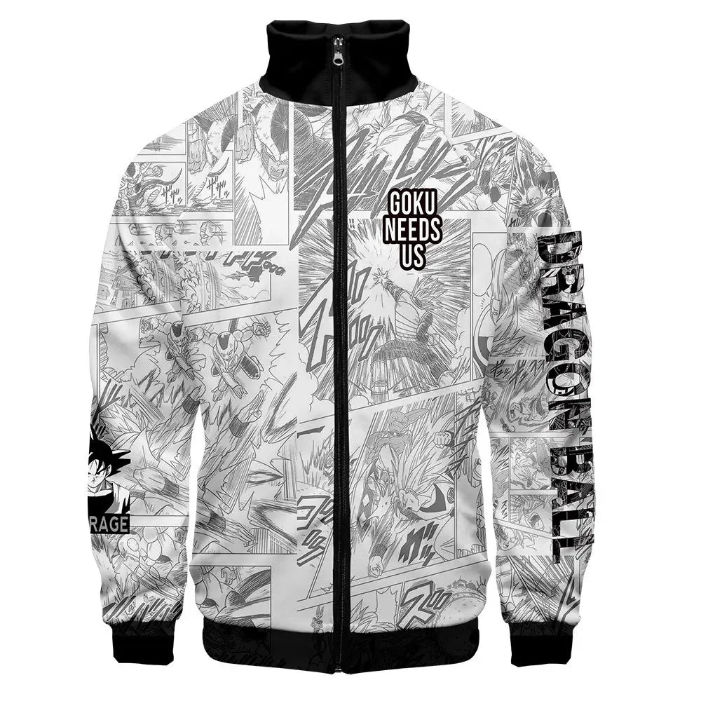 New Fashion Dragon Ball Print Stand Collar Zipper Hoodie Men Women Zipper Hoodies Jackets Long Sleeve Sport Hip Hop Sweatshirts