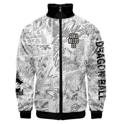 New Fashion Dragon Ball Print Stand Collar Zipper Hoodie Men Women Zipper Hoodies Jackets Long Sleeve Sport Hip Hop Sweatshirts