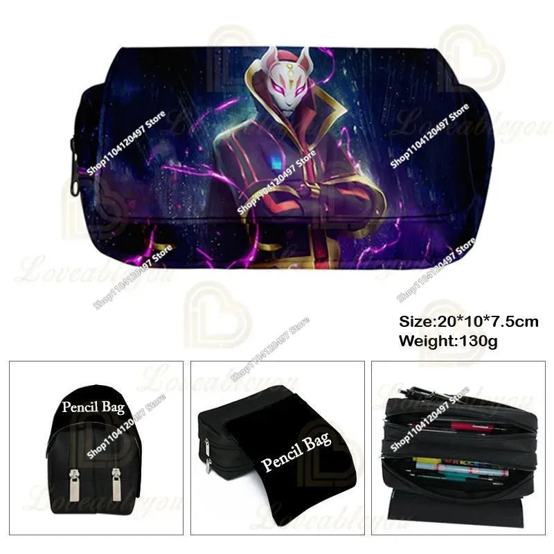Fortnite Kids Pencil Bag Kawaii Pencil Case Large Capacity Waterproof Handheld Cosplay Pencil Pouch Office Stationery Gift Toy