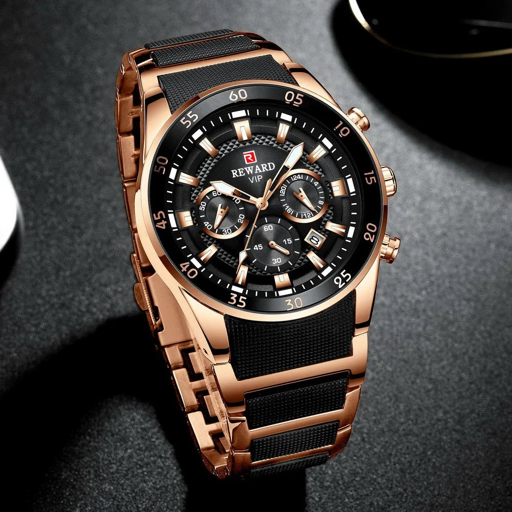 REWARD Men's Watches 81011M Sports Silicone Quartz Men's Watch Waterproof Calendar Chronograph Luminous Watches Men