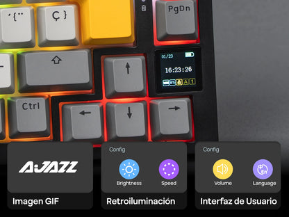 ISO-ES Layout EPOMAKER X AJAZZ AK820 PRO 75% Spanish Layout Wired/2.4GHz/BT Mechanical Keyboard with Screen & Knob for Pc/Mac