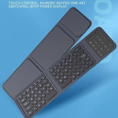 Jomaa Bluetooth Foldable Keyboard ,Tri-Fold Wireless Keyboard,PU Leather Cover 3 Device Connections,for Tablet Phone Laptop