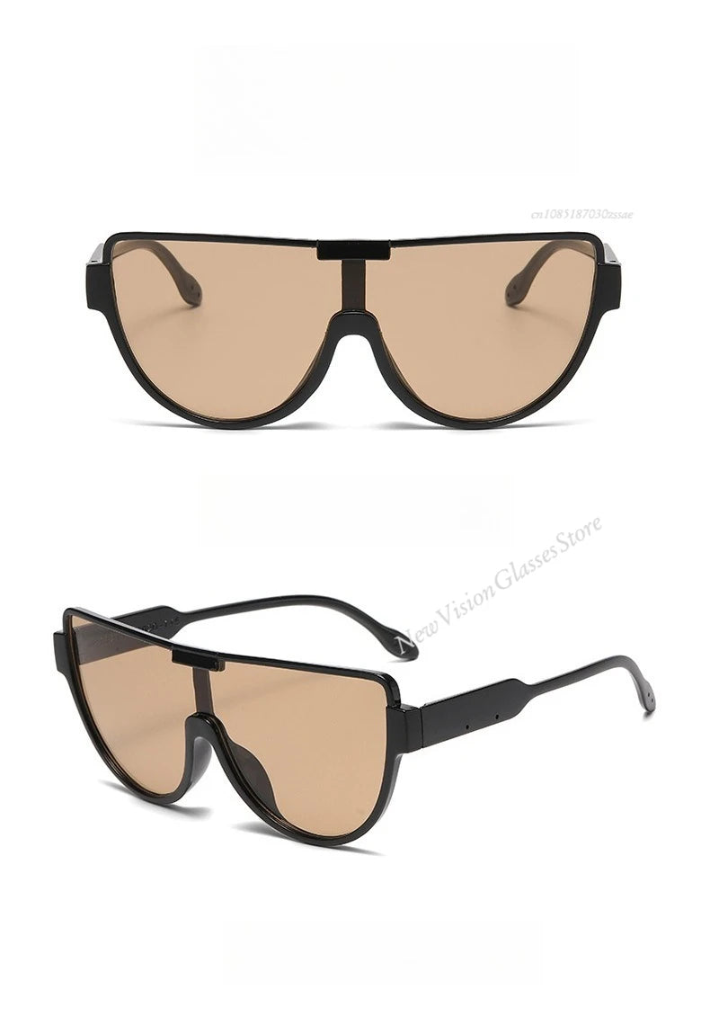 2025 New Design Monoblock Semi-round Sunglasses Designer Half Frame Goggle Shades Outdoor Oversized Sun Glasses for Women & Men