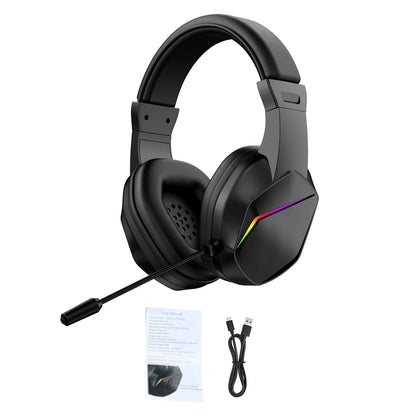 Wireless BT Gaming Headset with LED Lights, Low Latency Gaming Headphones, 40mm Drivers, Over-Ear Gaming Earphones with Omnidire