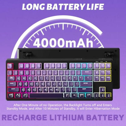 Free Wolf M87 75% Wireless Gaming Keyboard - Silent Switches, Rainbow Backlit, BT/2.4G, PBT Gradient Keycaps, Compact Design