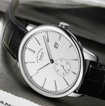 Orologio BORMAN BM3817 TOP nuovo 42 da uomo di lusso, meccanico automatico, vetro zaffiro, ultrasottile, impermeabile 50M, con sottoquadranti
