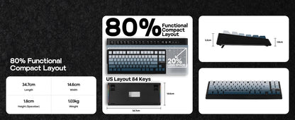 EPOMAKER G84 HE 75% ANSI US Layout Wired/BT/2.4Ghz Wireless Hall Effect Magnetic Mechanical Keyboard with DKS & SOCD Support