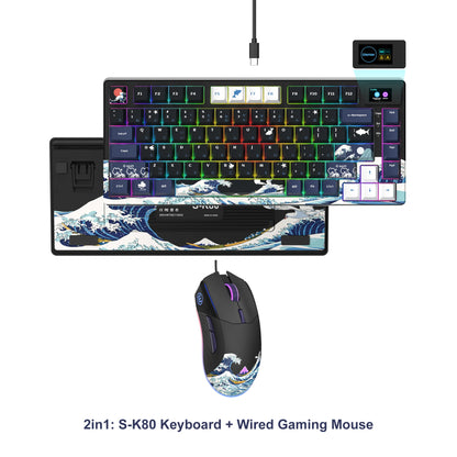 Teclado gamer Womier S-K80 com ecrã OLED a cores, teclado mecânico gaming hot-swappable com montagem gasket, teclado RGB personalizado