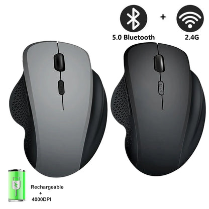 Rechargeable Bluetooth Wireless Mouse 4000 DPI Silent Wireless Mouse, Dual Mode Bluetooth & 2.4G USB Wireless Mouse for MacBook, PC & Laptop