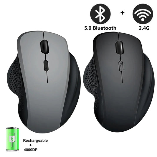 Rechargeable Bluetooth Wireless Mouse 4000 DPI Silent Wireless Mouse, Dual Mode Bluetooth & 2.4G USB Wireless Mouse for MacBook, PC & Laptop