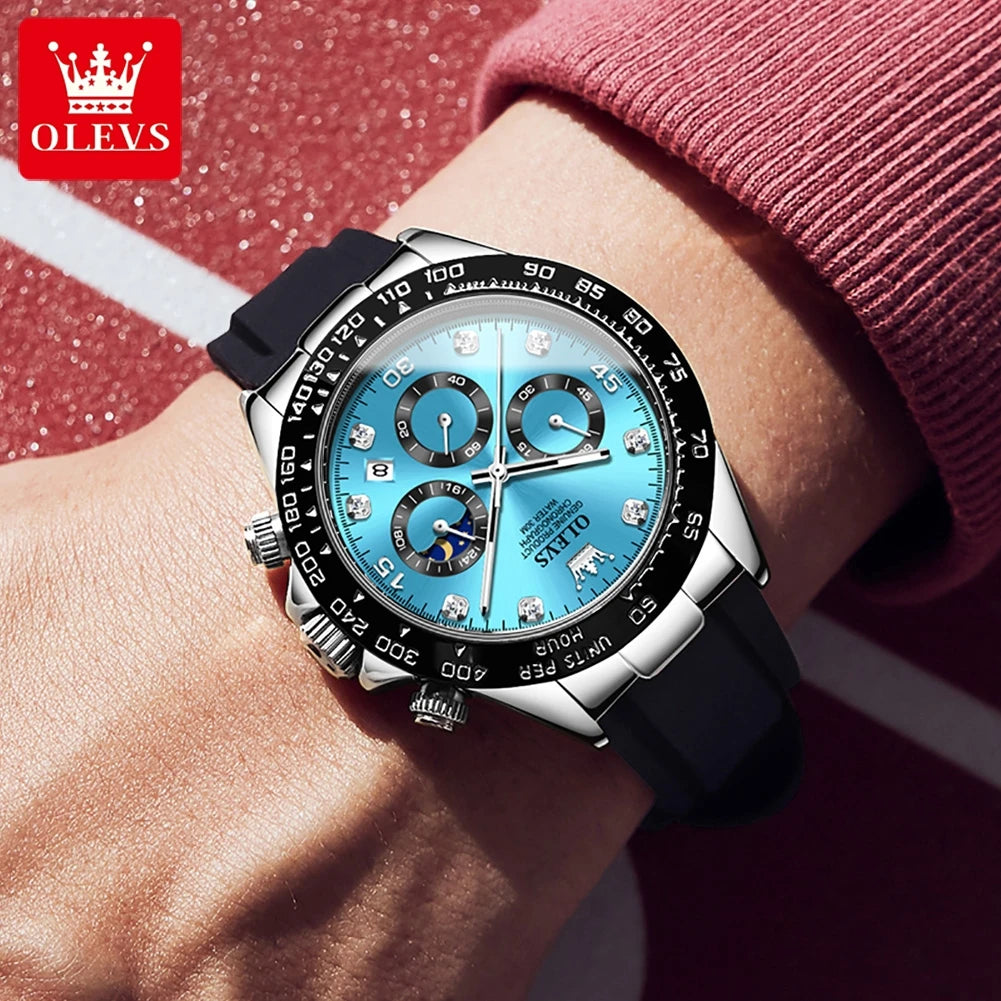 OLEVS Herrenuhr – Luxuriöse, wasserdichte und leuchtende Quarzuhr mit Chronograph und Datumsanzeige – Sportuhr für Herren einer führenden Marke